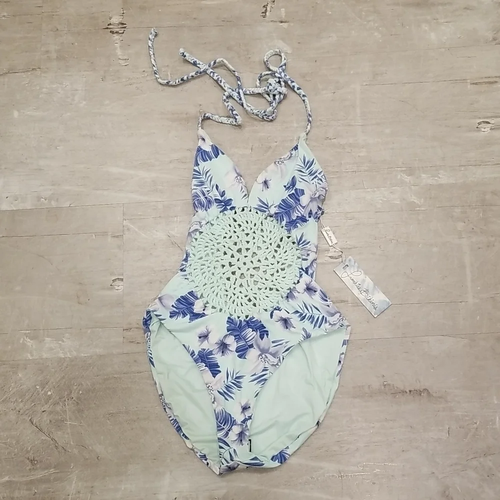 💕FRANKIES BIKINIS💕 Poppy One Piece Swimsuit ~ Hawaiian Mist Crochet S NWT